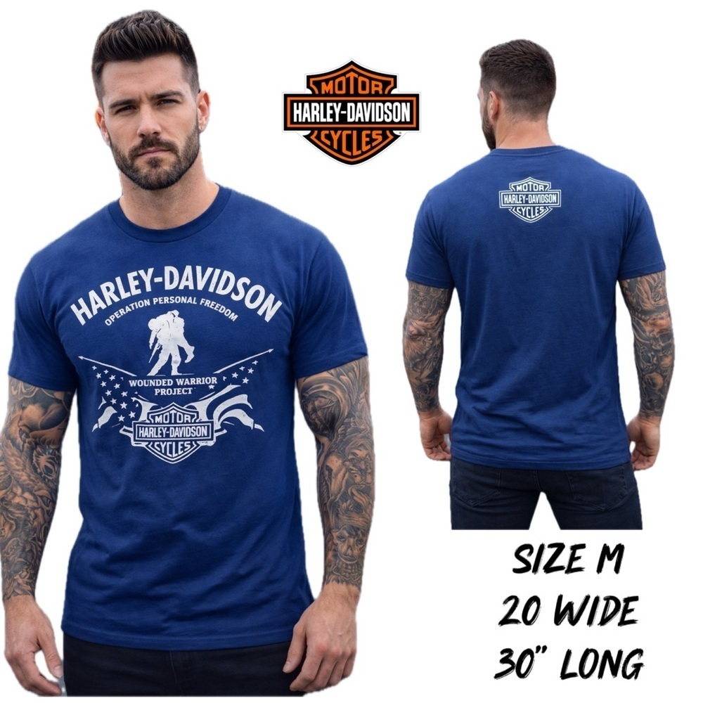 Harley-Davidson wounded warrior project Blue Graphic T-Shirt - Picture 2 of 10